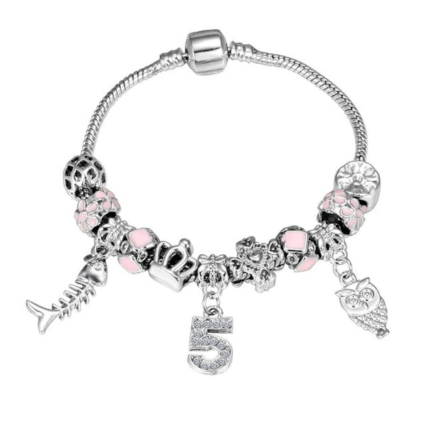 Crystal Charm Silver Bracelet