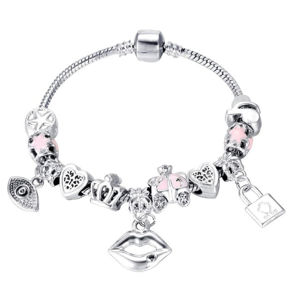 Crystal Charm Silver Bracelet