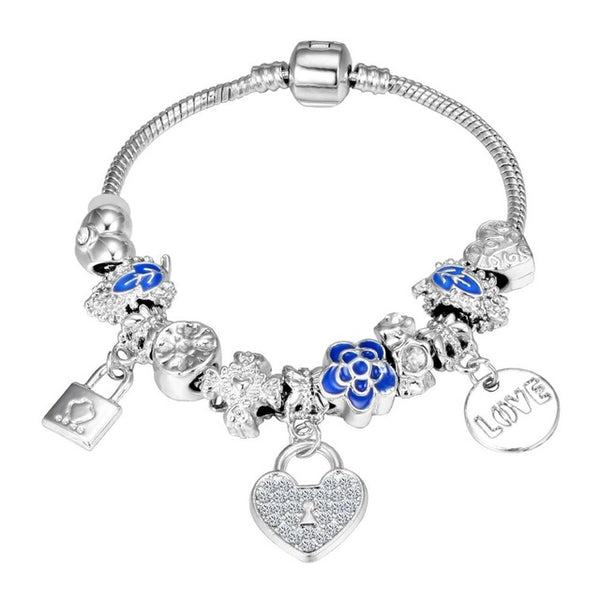 Crystal Charm Silver Bracelet