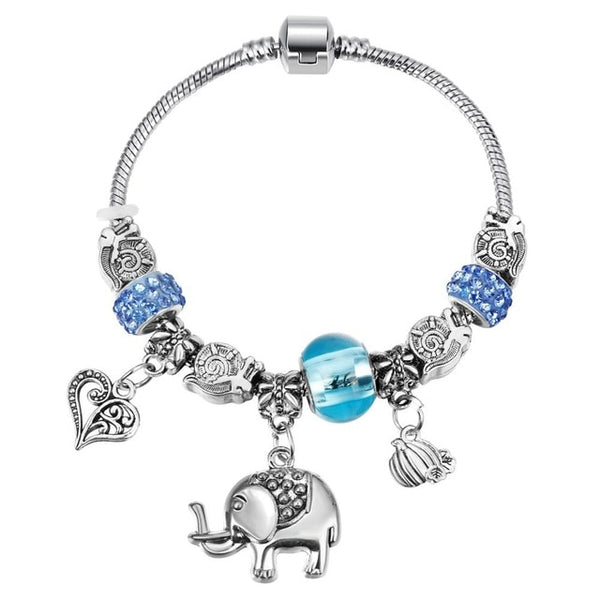 Crystal Charm Silver Bracelet