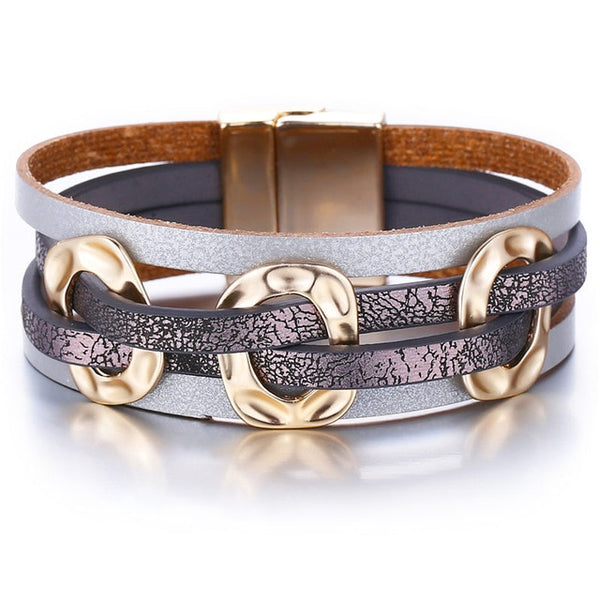 Gold Leather Wrap Bracelets