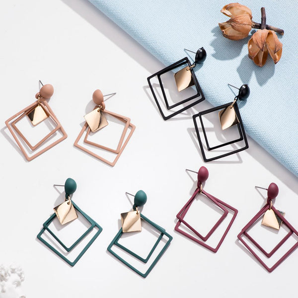 Geometric Square Earrings