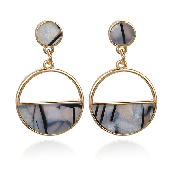 Black White Stone Earrings