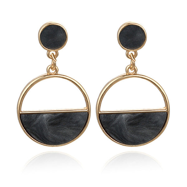 Black White Stone Earrings