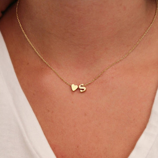 Tiny Heart Letter Necklace