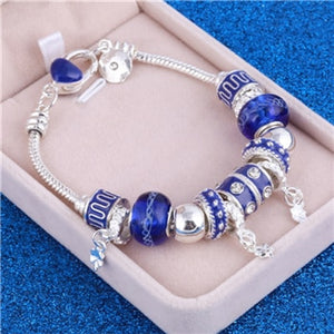 Crystal Charm Silver Bracelet