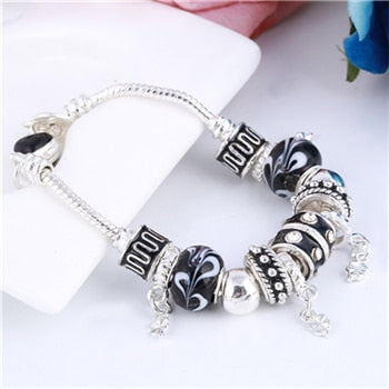 Crystal Charm Silver Bracelet