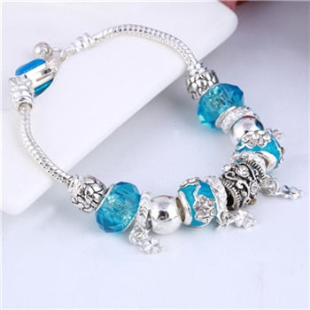 Crystal Charm Silver Bracelet