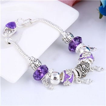 Crystal Charm Silver Bracelet