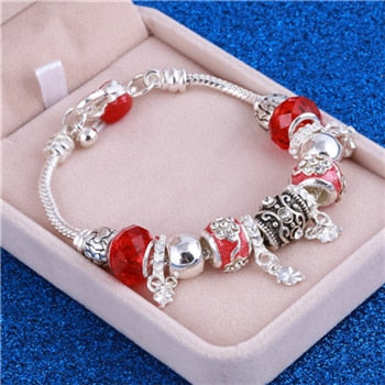 Crystal Charm Silver Bracelet