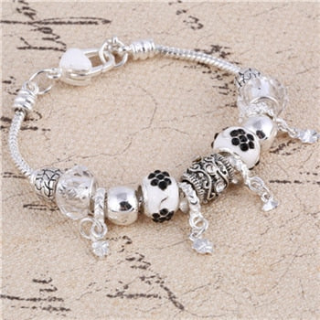 Crystal Charm Silver Bracelet