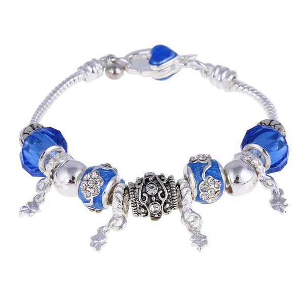 Crystal Charm Silver Bracelet