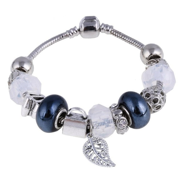 Crystal Charm Silver Bracelet