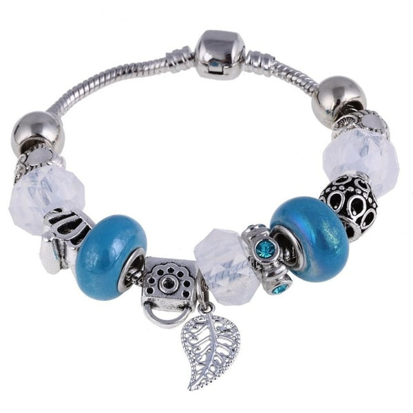 Crystal Charm Silver Bracelet