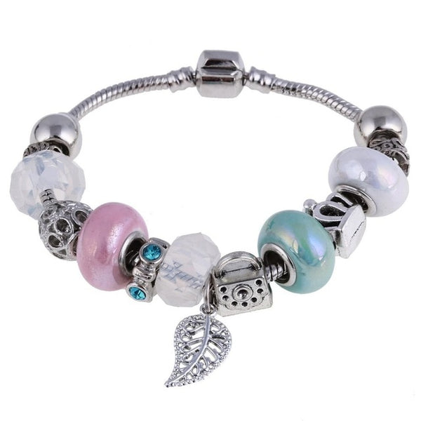 Crystal Charm Silver Bracelet