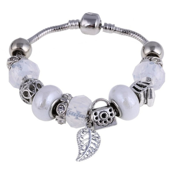 Crystal Charm Silver Bracelet