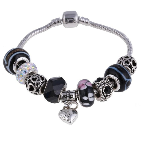 Crystal Charm Silver Bracelet