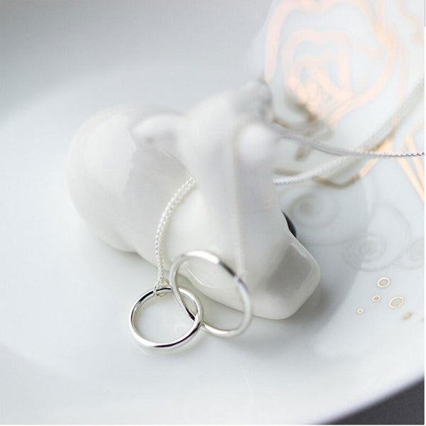 Double Circle Silver Necklace
