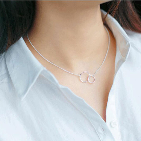 Double Circle Silver Necklace