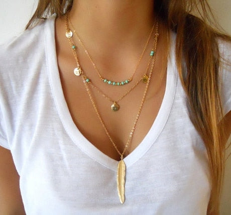 Gold Color Multilayer Necklaces