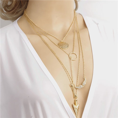Gold Color Multilayer Necklaces
