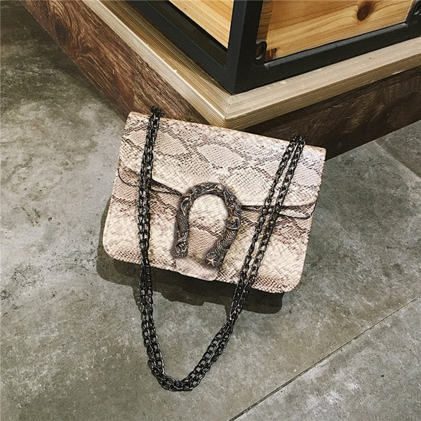 Snake Print Messenger Bag