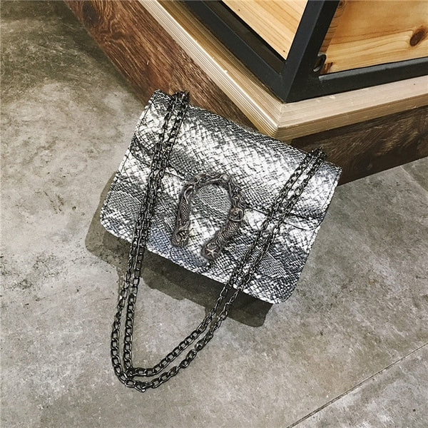 Snake Print Messenger Bag