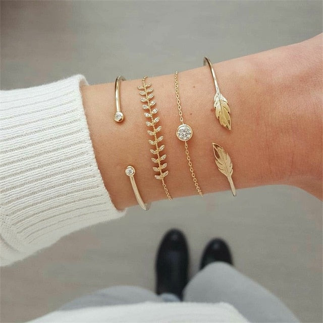 4 Pcs/set Leaves Bracelet