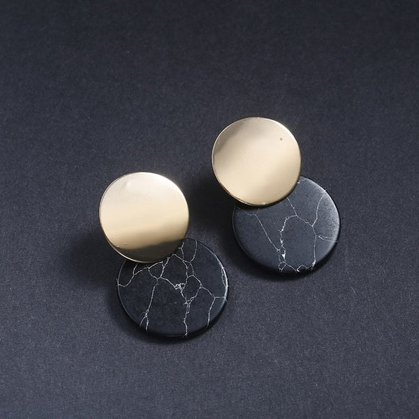 Black White Stone Earrings