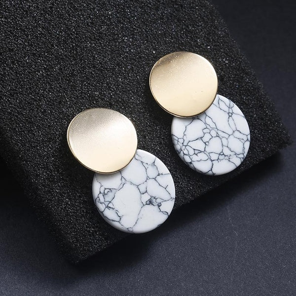 Black White Stone Earrings