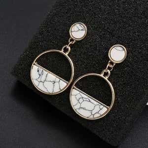 Black White Stone Earrings