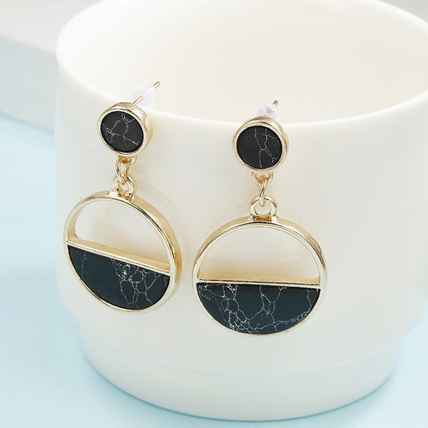 Black White Stone Earrings