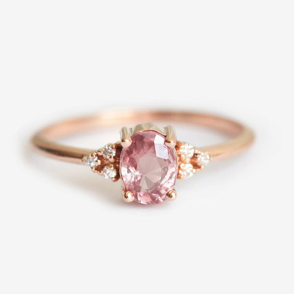 Pink Oval Crystal Ring