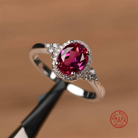 Silver Sparkling Red Ring