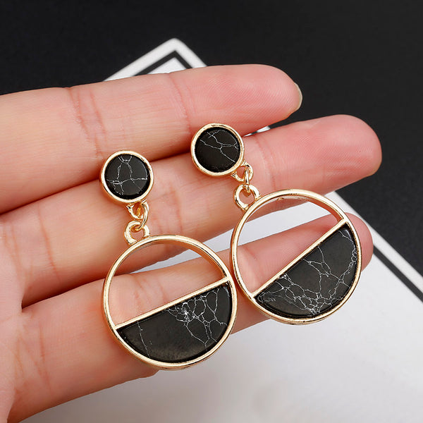 Black White Stone Earrings