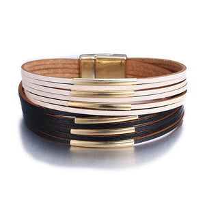 Gold Leather Wrap Bracelets