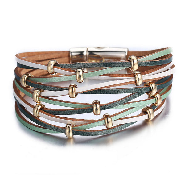 Gold Leather Wrap Bracelets