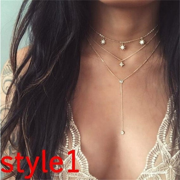 Multilayer Crystal Necklaces