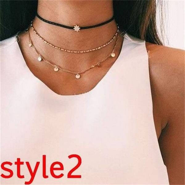 Multilayer Crystal Necklaces