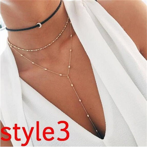 Multilayer Crystal Necklaces