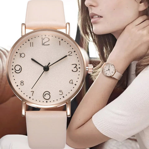 Leather Quartz WristWatch