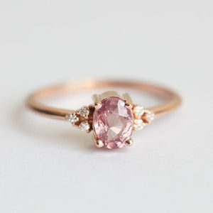 Pink Oval Crystal Ring