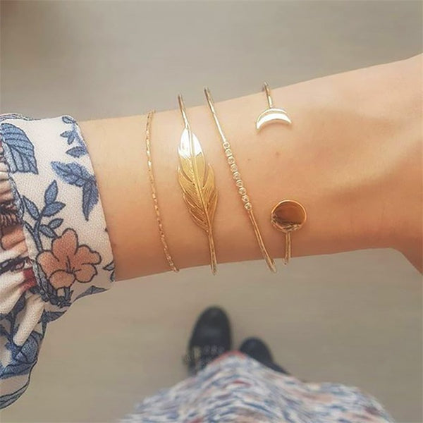 4 Pcs/set Leaves Bracelet